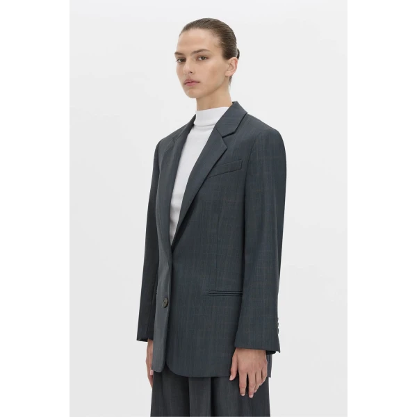 Camilla and Marc Ivar Blazer in Navy Chocolate Check, view 3 | Blazers | Luxury Shoes 