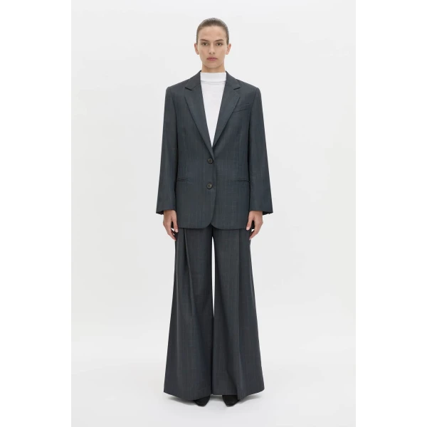 Camilla and Marc Ivar Blazer in Navy Chocolate Check, view 4 | Blazers | Luxury Shoes 