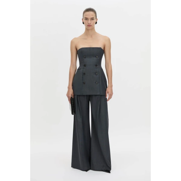 Camilla and Marc Ivar Bodice Top in Navy Chocolate Check, view 2 | Sleeveless | Luxury Shoes 