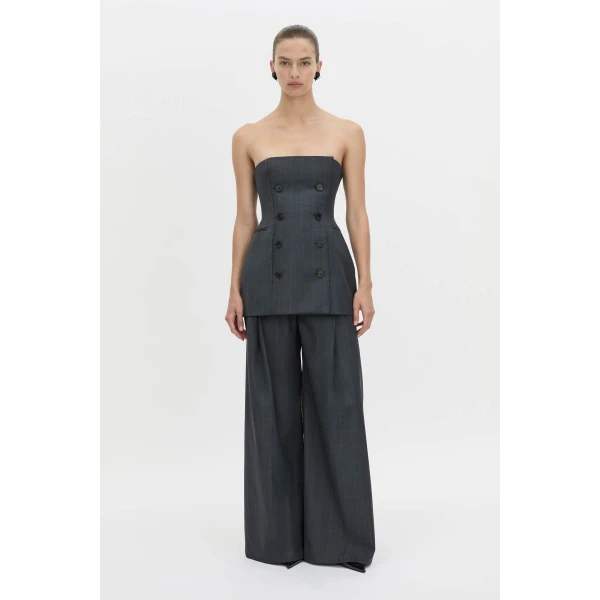 Camilla and Marc Ivar Bodice Top in Navy Chocolate Check, view 4 | Sleeveless | Luxury Shoes 