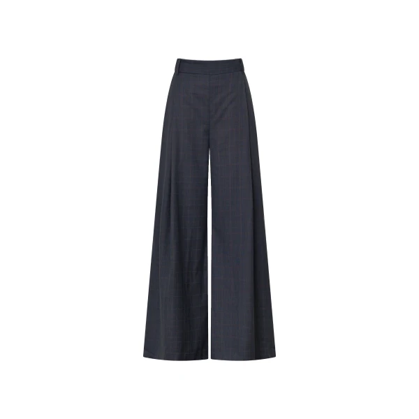 Camilla and Marc Ivar Pant in Navy Chocolate Check | Wide leg pants | Luxury Shoes 