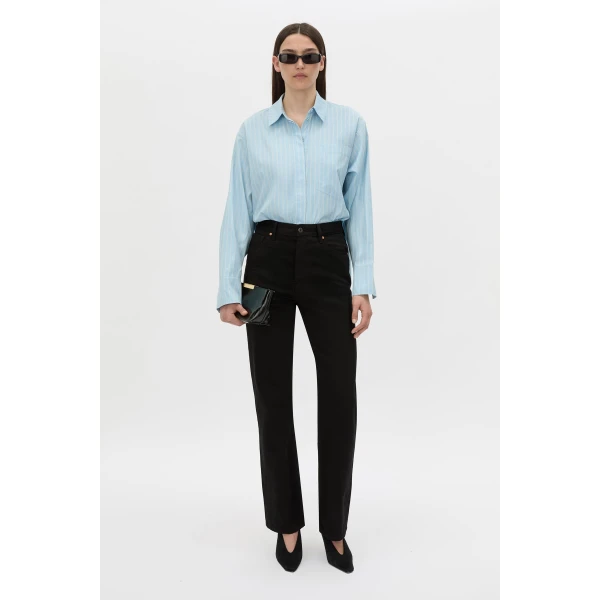 Camilla and Marc Jenie Stripe Shirt in Baby Blue Stripe, view 2 | Shirts | Luxury Shoes 