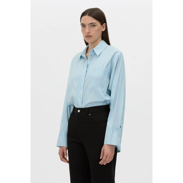 Camilla and Marc Jenie Stripe Shirt in Baby Blue Stripe, view 3 | Shirts | Luxury Shoes 
