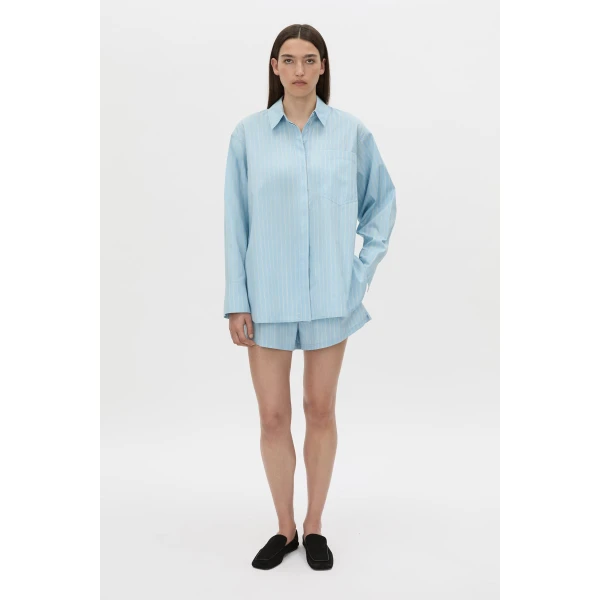 Camilla and Marc Jenie Stripe Shirt in Baby Blue Stripe, view 4 | Shirts | Luxury Shoes 