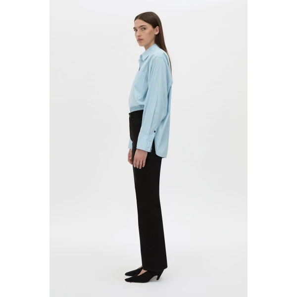 Camilla and Marc Jenie Stripe Shirt in Baby Blue Stripe, view 6 | Shirts | Luxury Shoes 