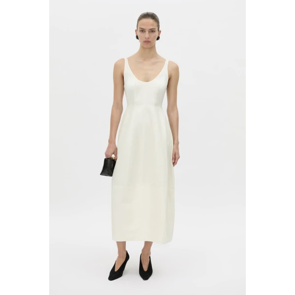 Camilla and Marc Mala Midi Dress in Cream, view 2 | Midi Dresses | Luxury Shoes 