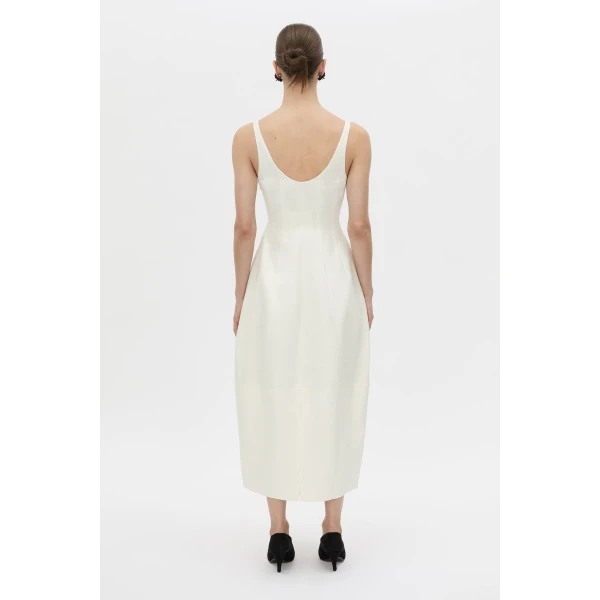 Camilla and Marc Mala Midi Dress in Cream, view 6 | Midi Dresses | Luxury Shoes 