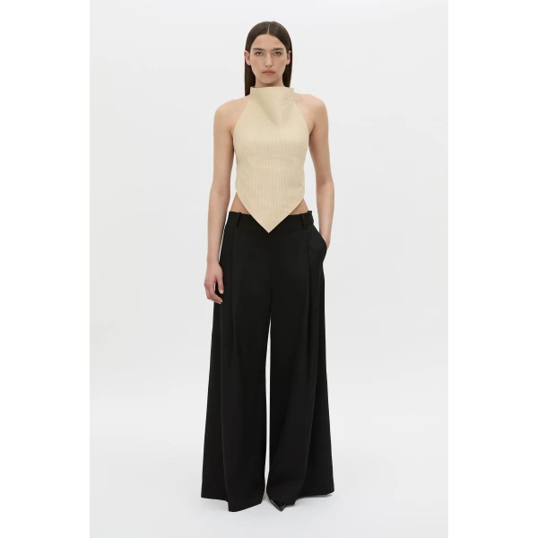 Camilla and Marc Oren Stripe Crop Top in Ochre Stripe, view 2 | Cropped Top | Luxury Shoes 