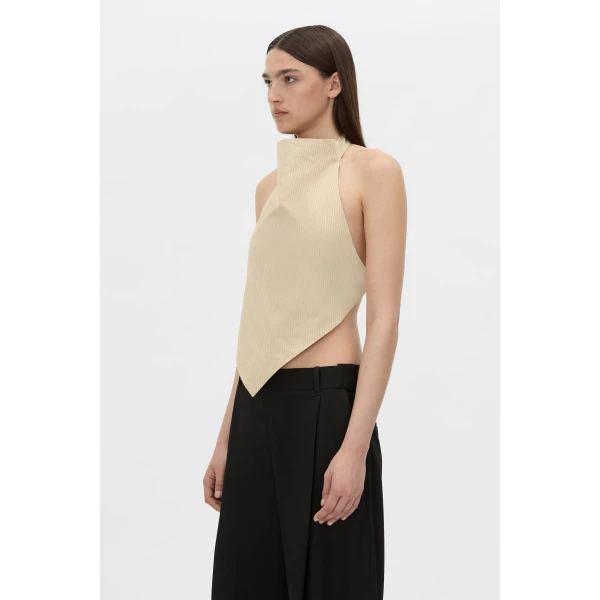 Camilla and Marc Oren Stripe Crop Top in Ochre Stripe, view 3 | Cropped Top | Luxury Shoes 
