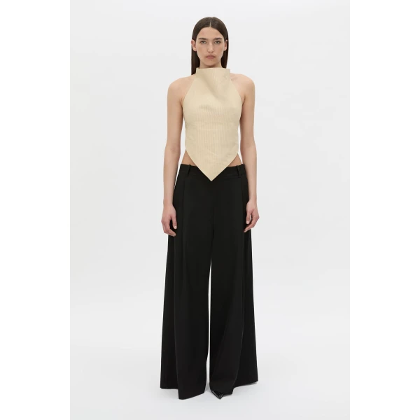 Camilla and Marc Oren Stripe Crop Top in Ochre Stripe, view 5 | Cropped Top | Luxury Shoes 