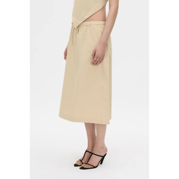 Camilla and Marc Oren Stripe Midi Skirt in Ochre Stripe, view 3 | Midi Skirts | Luxury Shoes 