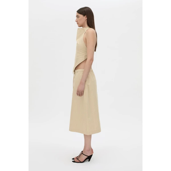 Camilla and Marc Oren Stripe Midi Skirt in Ochre Stripe, view 6 | Midi Skirts | Luxury Shoes 