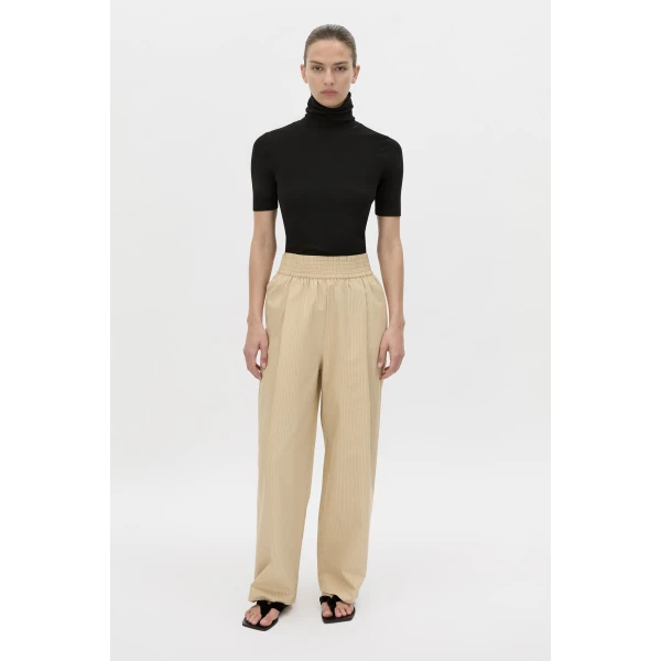 Camilla and Marc Oren Stripe Wide Leg Pant in Ochre Stripe, view 2 | Wide leg pants | Luxury Shoes 