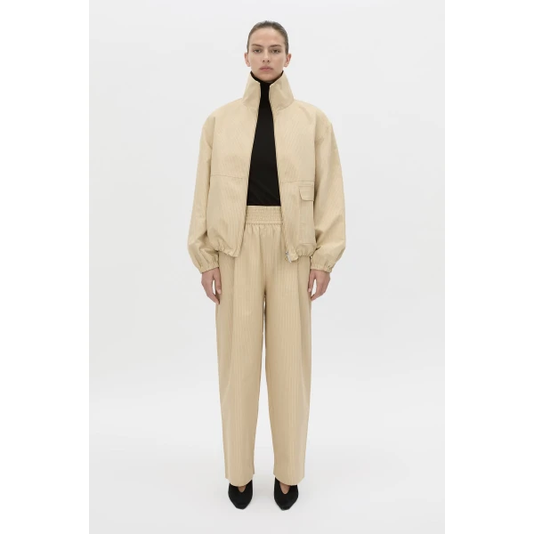 Camilla and Marc Oren Stripe Wide Leg Pant in Ochre Stripe, view 4 | Wide leg pants | Luxury Shoes 