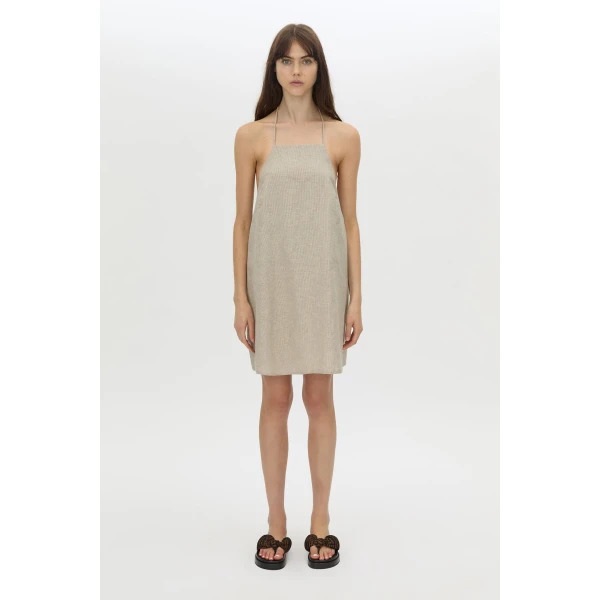 Camilla and Marc Phostre Halter Mini Dress in Sand, view 4 | Mini Dresses | Luxury Shoes 