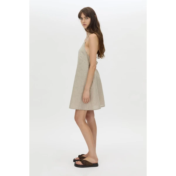 Camilla and Marc Phostre Halter Mini Dress in Sand, view 5 | Mini Dresses | Luxury Shoes 