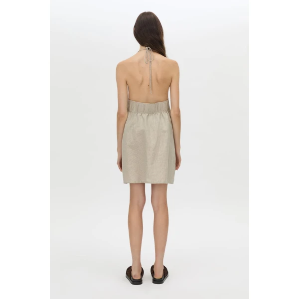 Camilla and Marc Phostre Halter Mini Dress in Sand, view 6 | Mini Dresses | Luxury Shoes 