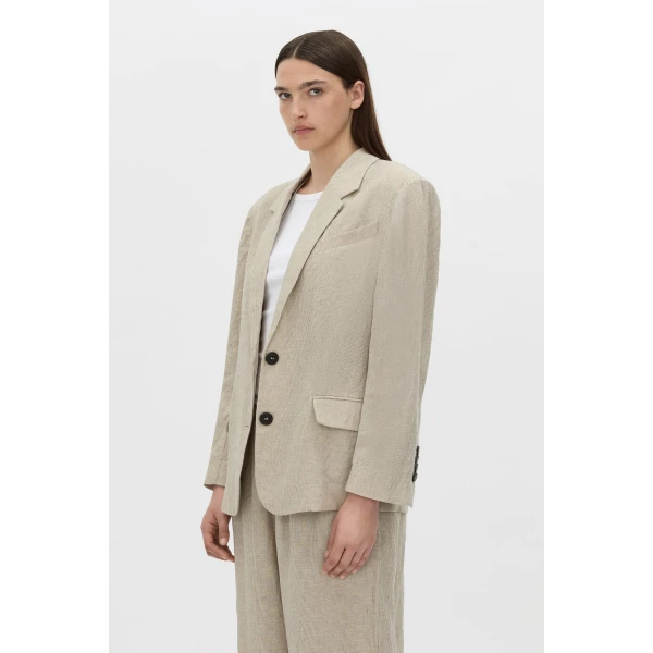 Camilla and Marc Phostre Linen Relaxed Blazer in Sand, view 3 | Blazers | Luxury Shoes 