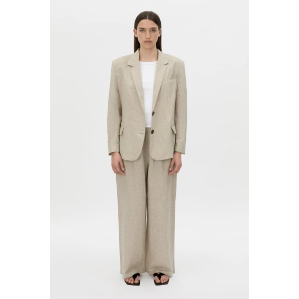 Camilla and Marc Phostre Linen Relaxed Blazer in Sand, view 4 | Blazers | Luxury Shoes 