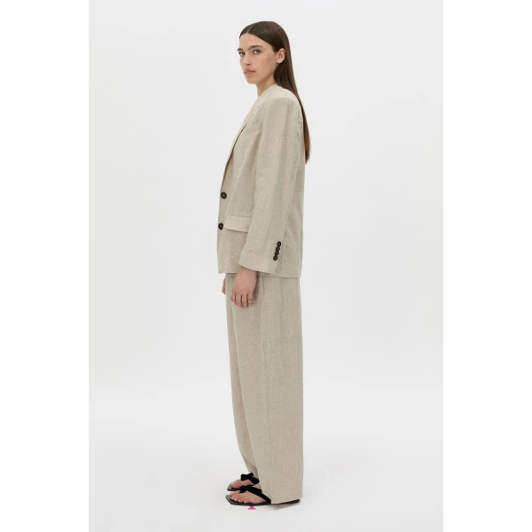 Camilla and Marc Phostre Linen Relaxed Blazer in Sand, view 5 | Blazers | Luxury Shoes 