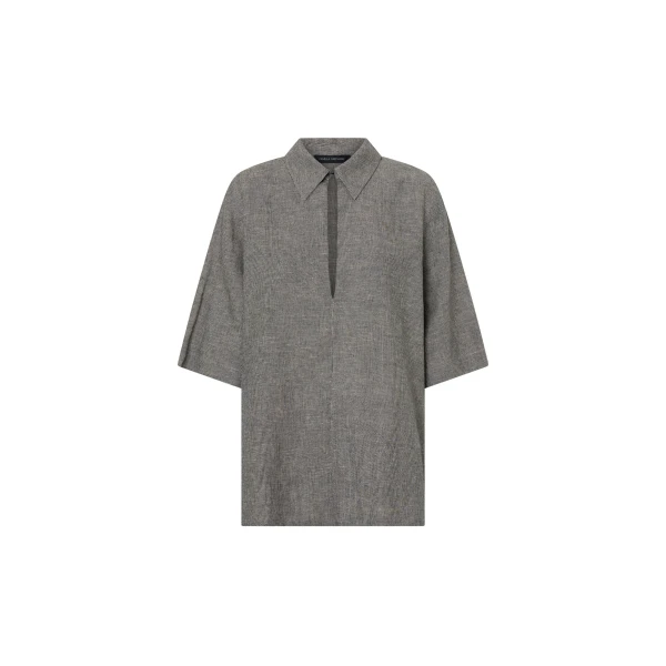 Camilla and Marc Phostre Stripe Linen Collared Top in Black and White | Shirts | Luxury Shoes 
