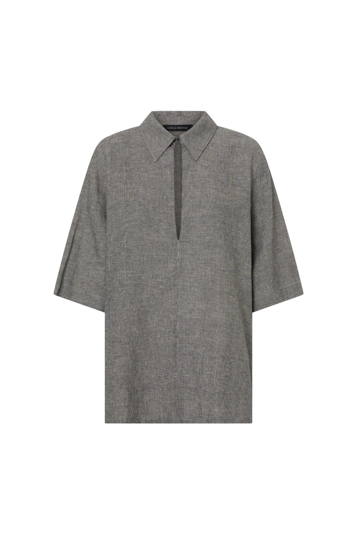 Camilla and Marc Phostre Stripe Linen Collared Top in Black and White Camilla and Marc Phostre Stripe Linen Collared Top in Black and White | Shirts | Luxury Shoes