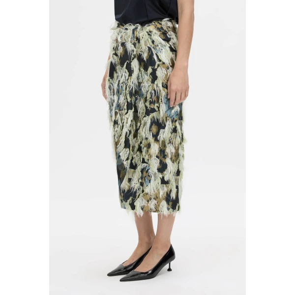 Camilla and Marc Reni Midi Skirt in Navy Multi, view 3 | Midi Skirts | Luxury Shoes 