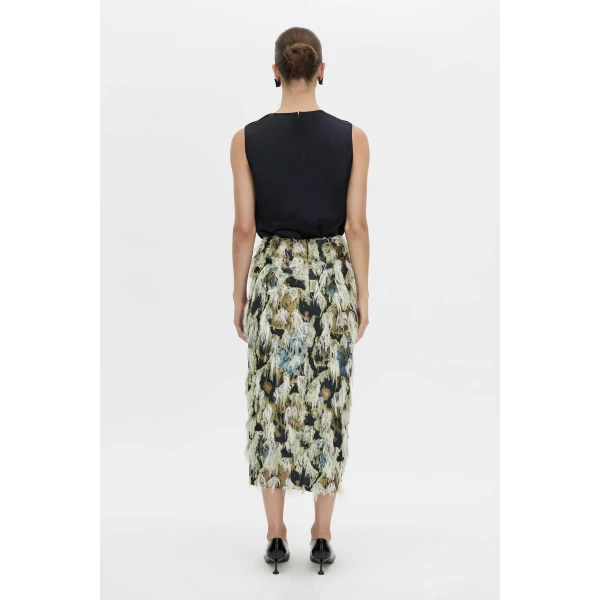 Camilla and Marc Reni Midi Skirt in Navy Multi, view 6 | Midi Skirts | Luxury Shoes 