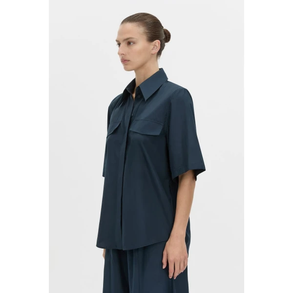 Camilla and Marc Sabi Short Sleeve Shirt in Navy, view 3 | Shirts | Luxury Shoes 