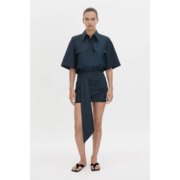Camilla and Marc Sabi Short Sleeve Shirt in Navy, view 4 | Shirts | Luxury Shoes 