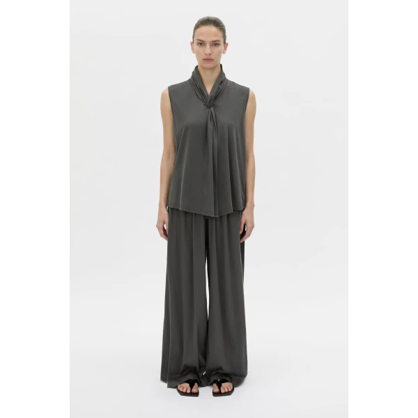 Camilla and Marc Senae Draped Knot Top in Charcoal, view 4 | Sleeveless | Luxury Shoes 