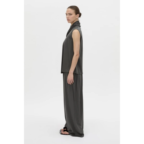 Camilla and Marc Senae Draped Knot Top in Charcoal, view 5 | Sleeveless | Luxury Shoes 