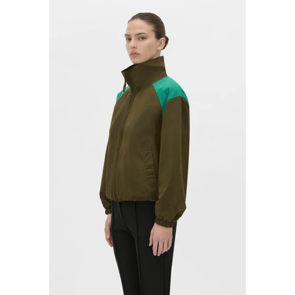 Camilla and Marc Storm Colour Block Anorak in Khaki and Emerald, view 3 | Jackets | Luxury Shoes 