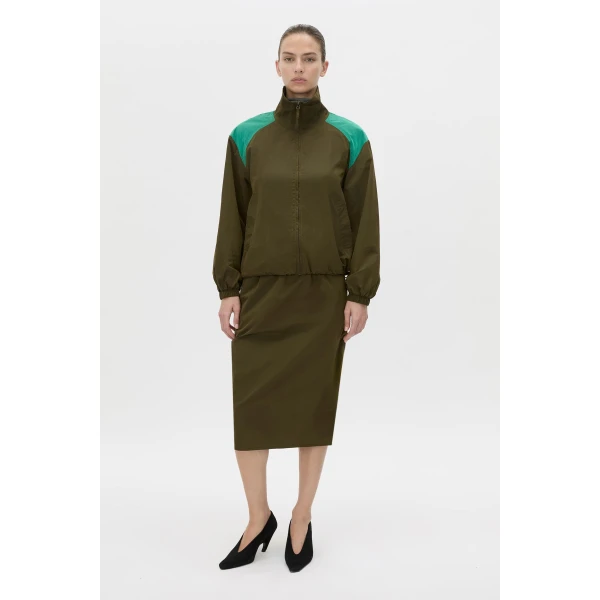 Camilla and Marc Storm Colour Block Anorak in Khaki and Emerald, view 5 | Jackets | Luxury Shoes 