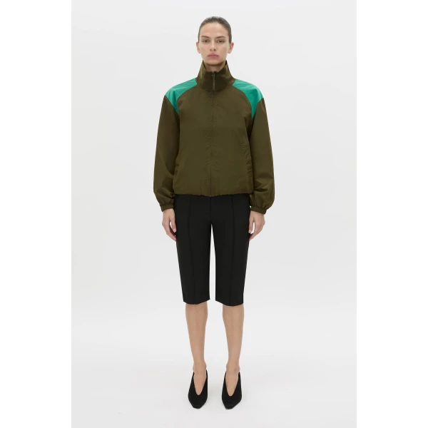 Camilla and Marc Storm Colour Block Anorak in Khaki and Emerald, view 6 | Jackets | Luxury Shoes 