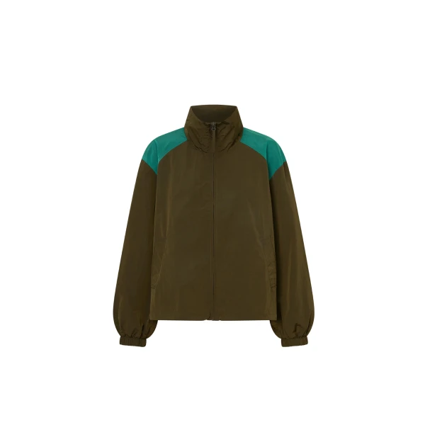 Storm Colour Block Anorak in Khaki and Emerald