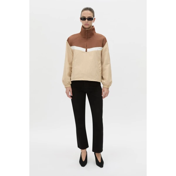 Camilla and Marc Storm Colour Block Pullover in Mocha and Bone, view 2 | Jackets | Luxury Shoes 