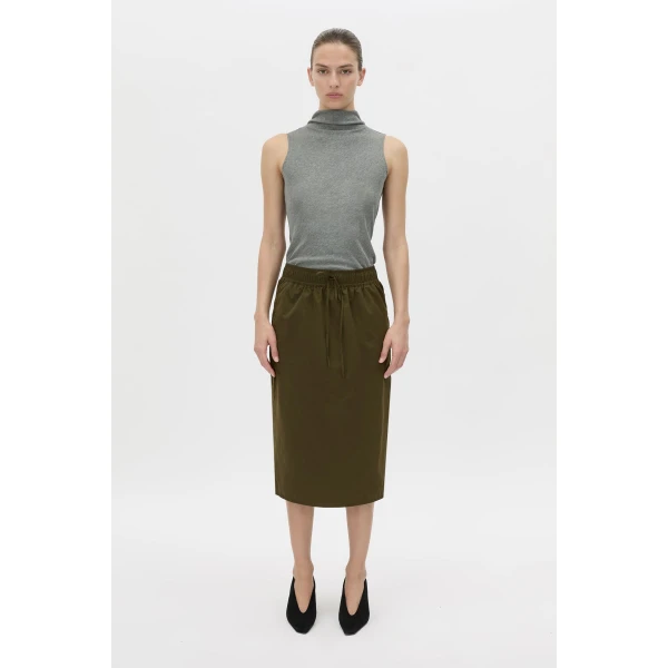 Camilla and Marc Storm Midi Skirt in Khaki, view 2 | Midi Skirts | Luxury Shoes 