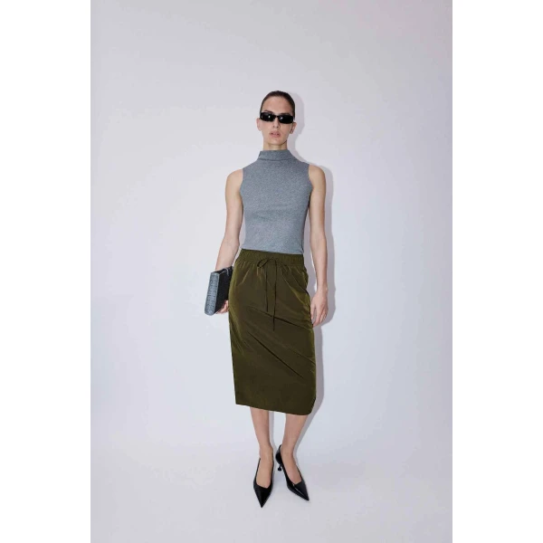Camilla and Marc Storm Midi Skirt in Khaki, view 4 | Midi Skirts | Luxury Shoes 