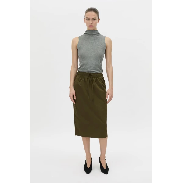 Camilla and Marc Storm Midi Skirt in Khaki, view 6 | Midi Skirts | Luxury Shoes 