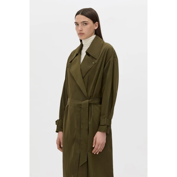 Camilla and Marc Storm Trench Coat in Khaki, view 3 | Trench Coat | Luxury Shoes 