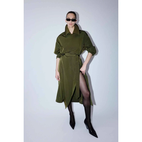 Camilla and Marc Storm Trench Coat in Khaki, view 4 | Trench Coat | Luxury Shoes 