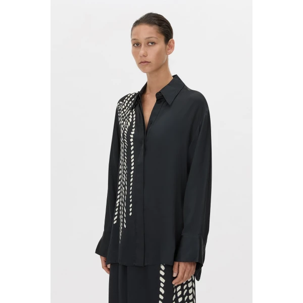 Camilla and Marc Suri Long Sleeve Shirt in Black Suri Print, view 3 | Shirts | Luxury Shoes 