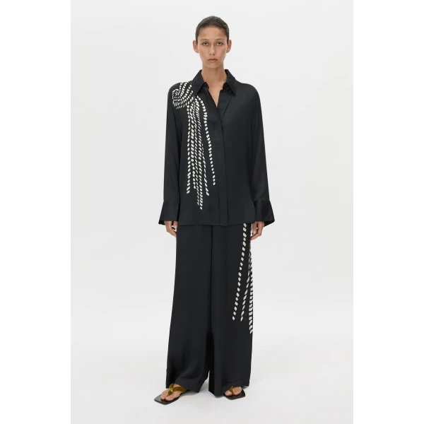 Camilla and Marc Suri Long Sleeve Shirt in Black Suri Print, view 4 | Shirts | Luxury Shoes 