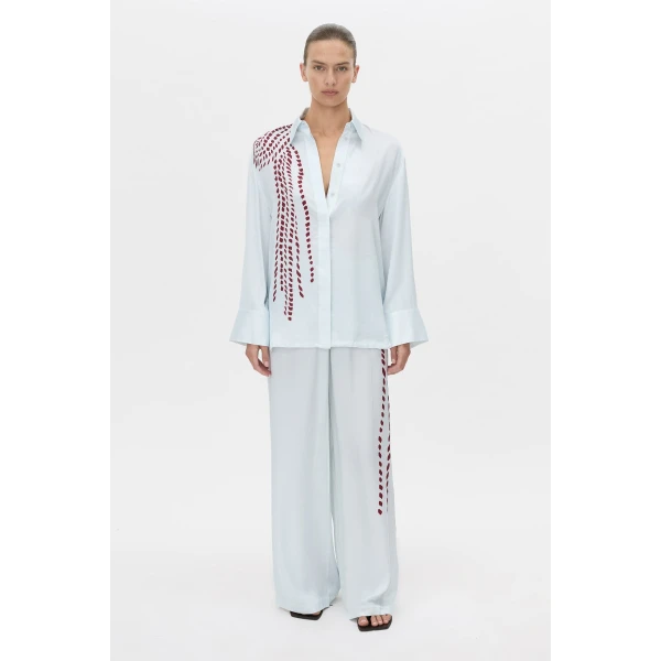 Camilla and Marc Suri Long Sleeve Shirt in Blue Suri Print, view 2 | Shirts | Luxury Shoes 