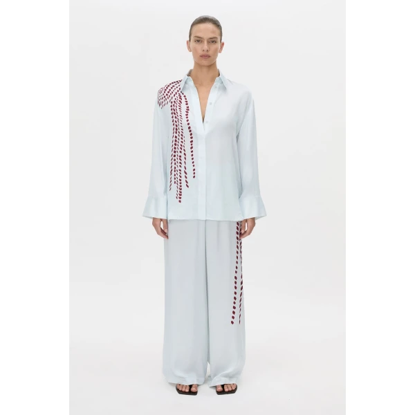 Camilla and Marc Suri Long Sleeve Shirt in Blue Suri Print, view 4 | Shirts | Luxury Shoes 