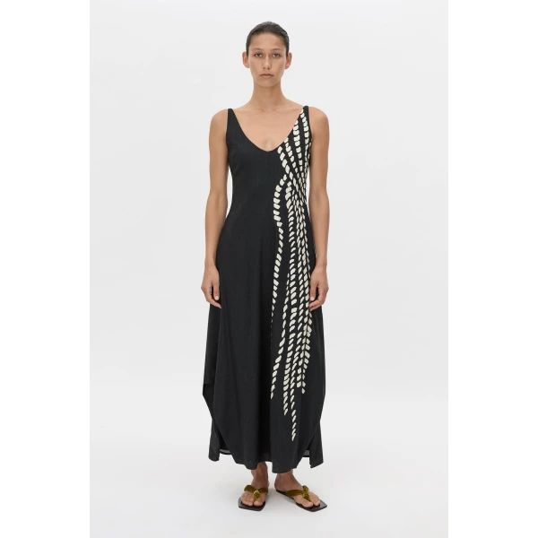 Camilla and Marc Suri Midi Dress in Black Suri Print, view 2 | Midi Dresses | Luxury Shoes 