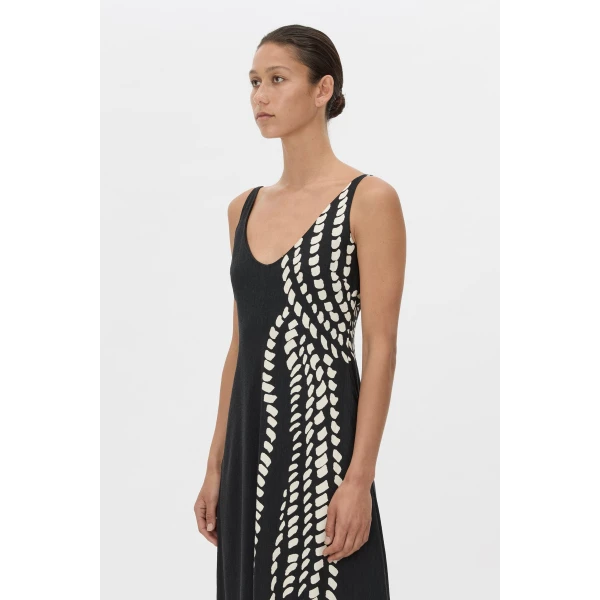 Camilla and Marc Suri Midi Dress in Black Suri Print, view 3 | Midi Dresses | Luxury Shoes 