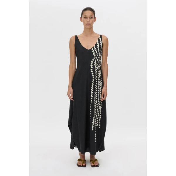 Camilla and Marc Suri Midi Dress in Black Suri Print, view 4 | Midi Dresses | Luxury Shoes 
