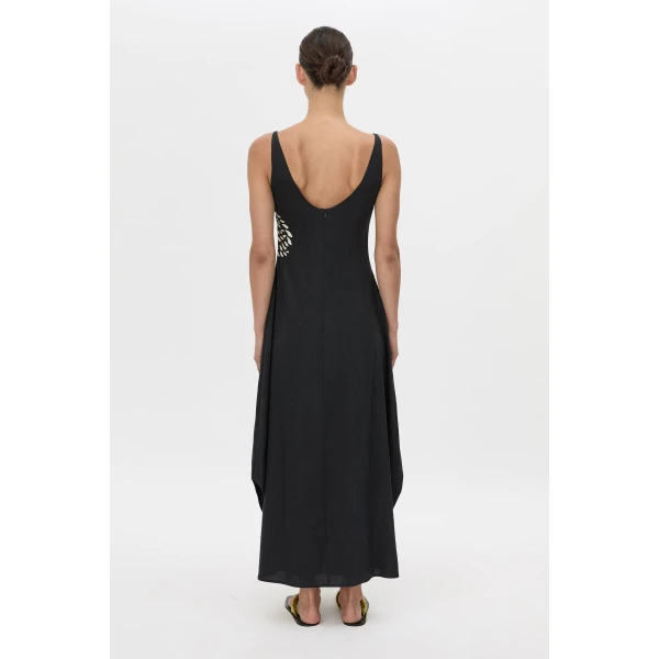 Camilla and Marc Suri Midi Dress in Black Suri Print, view 6 | Midi Dresses | Luxury Shoes 